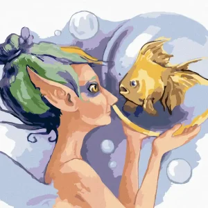 Expressversand Diamond painting - MÄRCHENFEE MIT GOLDFISCH