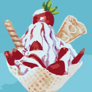 Diamond painting - ERDBEER-EISBECHER (MYROSLAVA WOLOSCHUK) Hochwertig