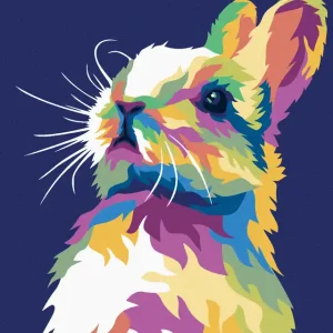 Diamond painting - POP-ART-KANINCHEN AUF BLAUEM HINTERGRUND Heißes Angebot