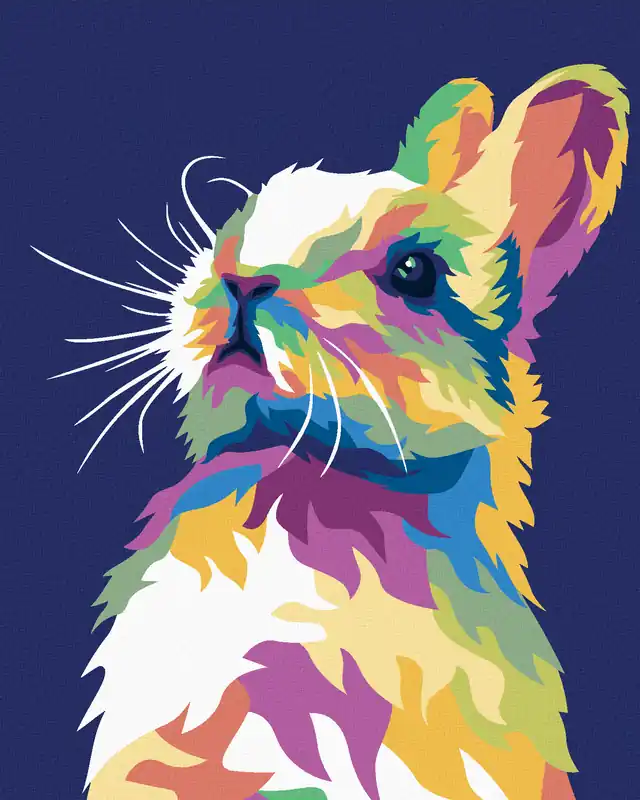 Diamond painting – POP-ART-KANINCHEN AUF BLAUEM HINTERGRUND Heißes Angebot