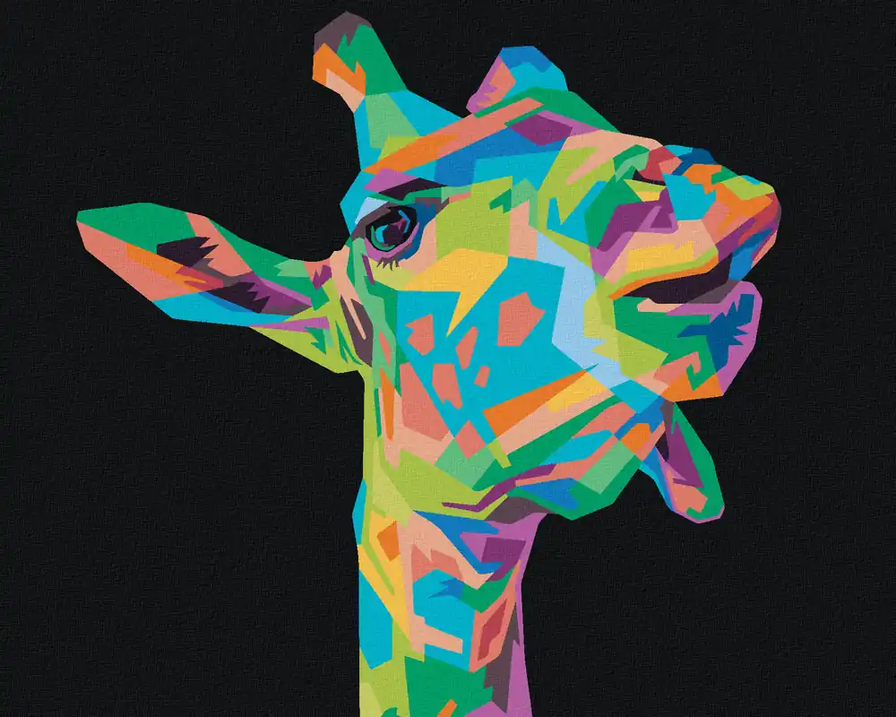 Jetzt Kaufen Diamond painting – POP-ART GIRAFFE AUF SCHWARZEM HINTERGRUND