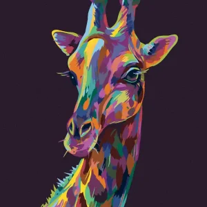 Diamond painting - POP-ART GIRAFFE AUF LILA HINTERGRUND Nur Heute
