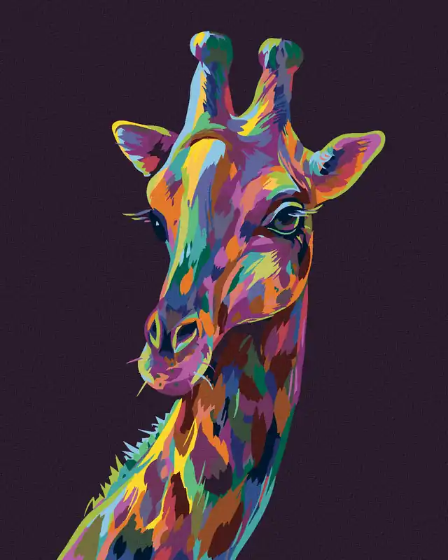 Diamond painting – POP-ART GIRAFFE AUF LILA HINTERGRUND Nur Heute