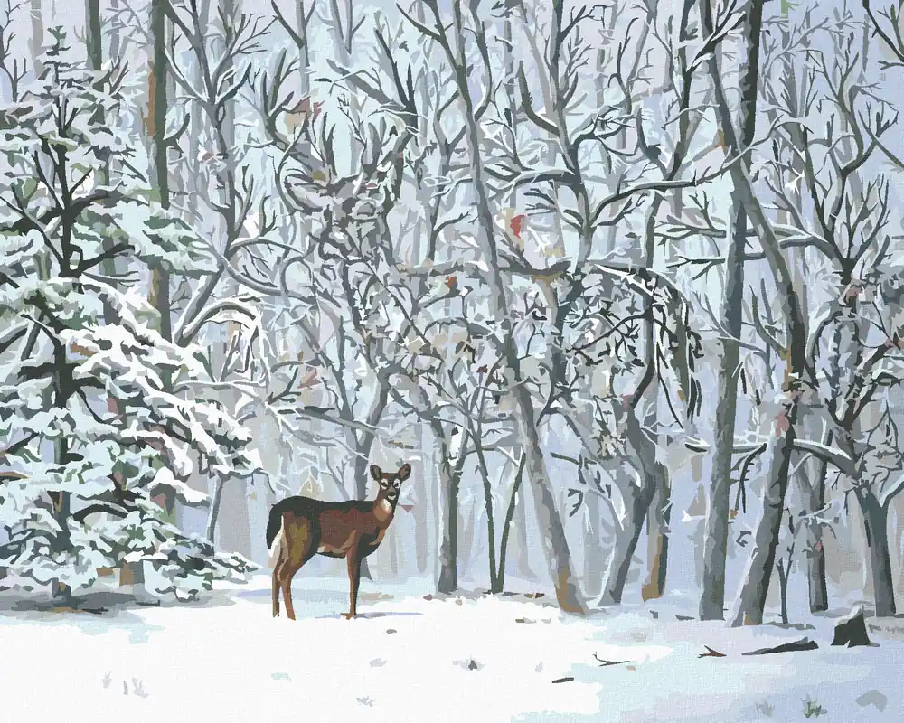 Diamond painting – RICKE UND SCHNEEBEDECKTE BÄUME (D. RUSTY RUST) Neue Ware