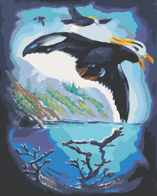 Diamond painting – VOGEL IM FLUG UND KORALLEN IM MEER (D. RUSTY RUST) Bestpreis