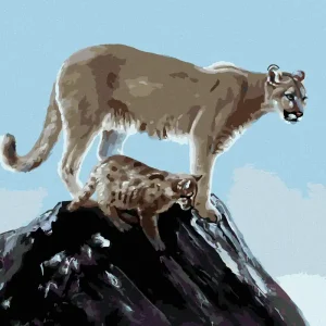 Jetzt Bestellen Diamond painting - PUMA MIT JUNGTIER (D. RUSTY RUST)