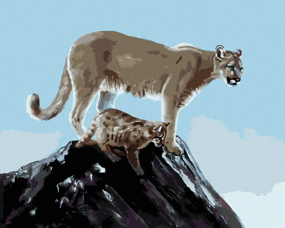 Jetzt Bestellen Diamond painting – PUMA MIT JUNGTIER (D. RUSTY RUST)