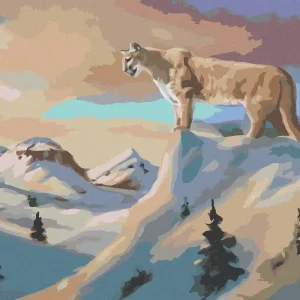 Diamond painting - PUMA AUF DEM FELSEN UND SCHNEEBEDECKTE BERGE (D. RUSTY RUST) Günstig