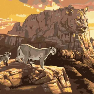Diamond painting - PUMA, FELSEN UND SONNENUNTERGANG (D. RUSTY RUST) Schneller Versand