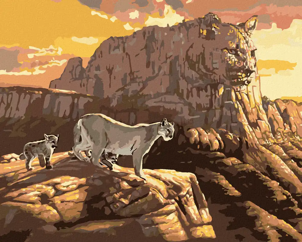 Diamond painting – PUMA, FELSEN UND SONNENUNTERGANG (D. RUSTY RUST) Schneller Versand