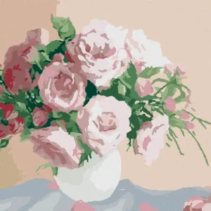 Handgefertigt Diamond painting - ROSEN AUF ROSA HINTERGRUND