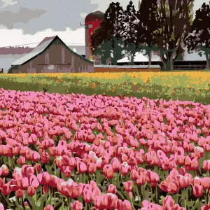 Diamond painting - ROSA TULPEN AUF EINER WIESE (DENNIS FRATES) Kostenloser Rückversand