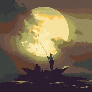 Hochwertig Diamond painting - FISCHER, DIE BEI MONDSCHEIN FISCHEN