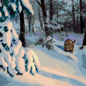 Kracherpreis Diamond painting - LUCHS LAUERT IM SCHNEE (D. RUSTY RUST)