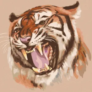 Ab Werk Diamond painting - BRÜLLENDER TIGER PORTRÄT (D. RUSTY RUST)