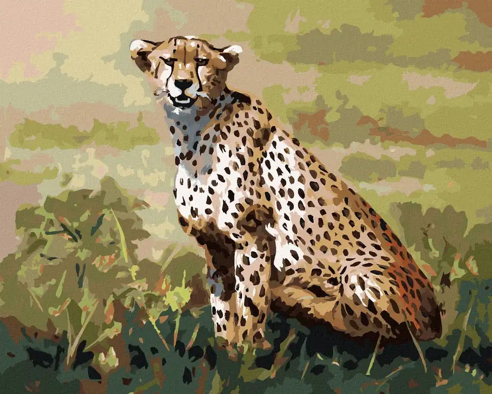 Super-Preis Diamond painting – SITZENDER GEPARD (D. RUSTY RUST)