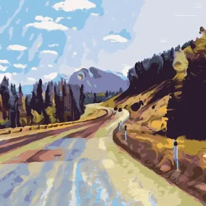 Diamond painting - STRASSE ZWISCHEN WÄLDERN Online Kaufen