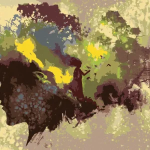 Garantierte Lieferung Diamond painting - SILHOUETTE EINER FRAU IM WALD