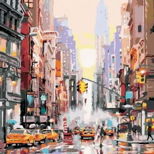 Diamond painting - NEW YORK STREET UND GELBE TAXIS (RICHARD MACNEIL) Garantierte Lieferung