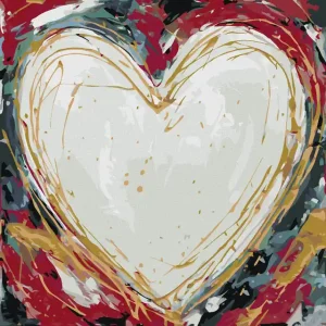 Premium Diamond painting - WEISSES HERZ AUF FARBIGEM HINTERGRUND II (HALEY BUSH)