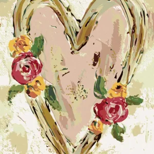 Diamond painting - ROSA HERZ MIT BLUMEN II (HALEY BUSH) Kostenfreie Lieferung