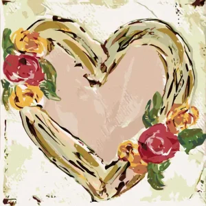 Top-Qualität Diamond painting - ROSA HERZ MIT BLUMEN (HALEY BUSCH)