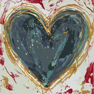 Kostenfreie Lieferung Diamond painting - GRÜNES HERZ AUF FARBIGEM HINTERGRUND (HALEY BUSH)