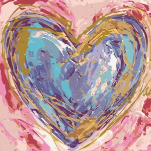 Diamond painting - LILA HERZ AUF ROSA HINTERGRUND (HALEY BUSH) Echt