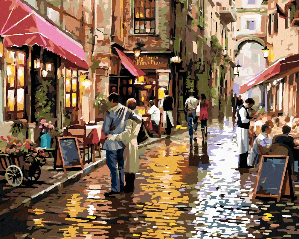 Diamond painting – PÄRCHEN IN EINEM CAFE (RICHARD MACNEIL) Kostenloser Versand