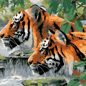 Neuheit Diamond painting - SUCHENDE TIGER AM FLUSS (HOWARD ROBINSON)