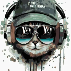 Diamond painting - KATER MIT KOPFHÖRERN Top-Seller