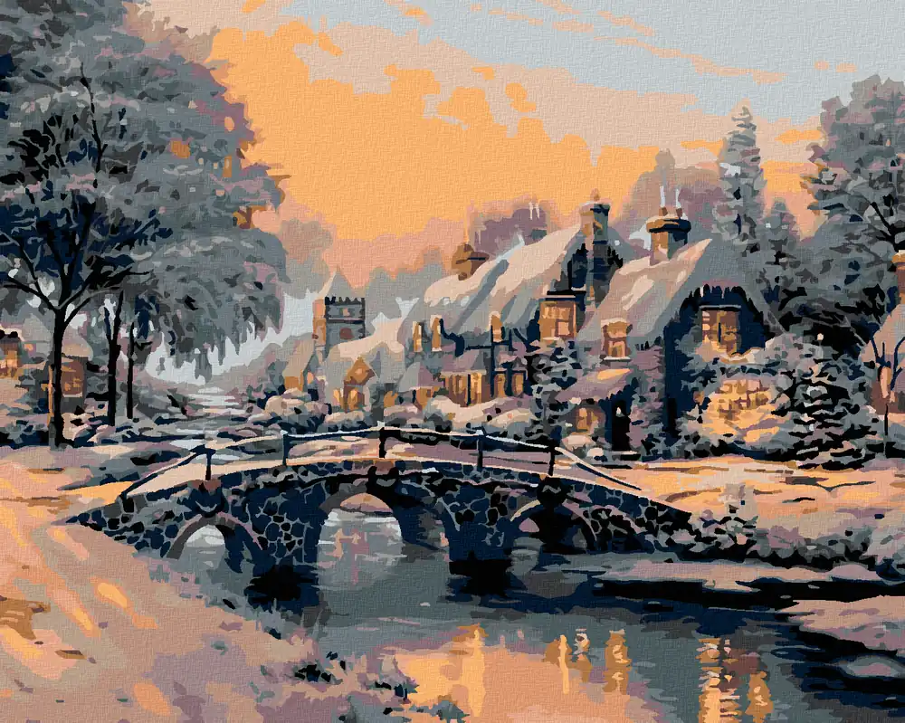 Top-Seller Diamond painting – BRÜCKE ÜBER EIN GEFRORENES FLÜSSCHEN