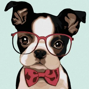 Kostenloser Versand Diamond painting - BULLDOGGE MIT BRILLE