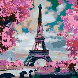 Preisreduziert Diamond painting - EIFFELTURM UND ROSA BÄUME