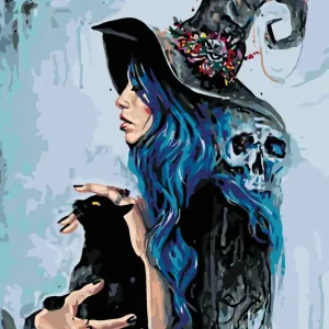 Diamond painting - HEXE MIT SCHWARZER KATZE Neue Ware