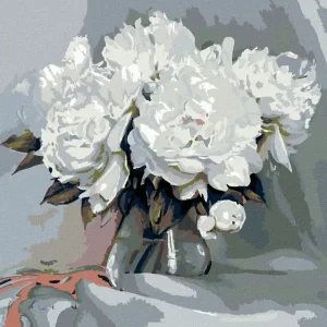 Heute Kaufen Diamond painting - WEIßE PFINGSTROSEN