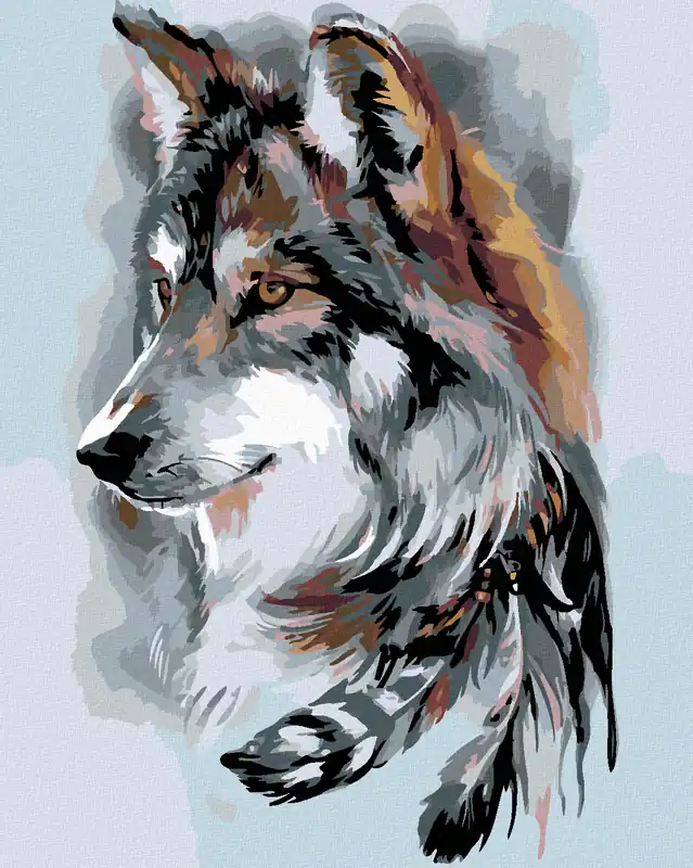 Handgefertigt Diamond painting – WOLF UND FEDERCHEN