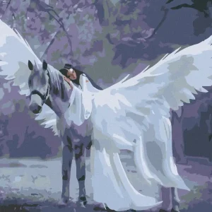 Diamond painting - ENGEL AUF EINEM EINHORN Kostenloser Rückversand