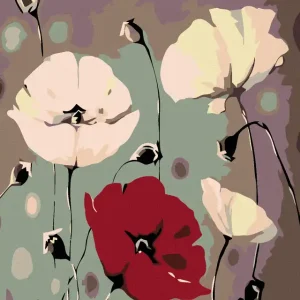 Diamond painting - WEIßER SCHLAFMOHN MIT EINEM ROTEN Kostenloser Rückversand