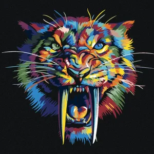 Diamond painting - FARBIGER SÄBELZAHNTIGER TIGER Nur Für Kurze Zeit