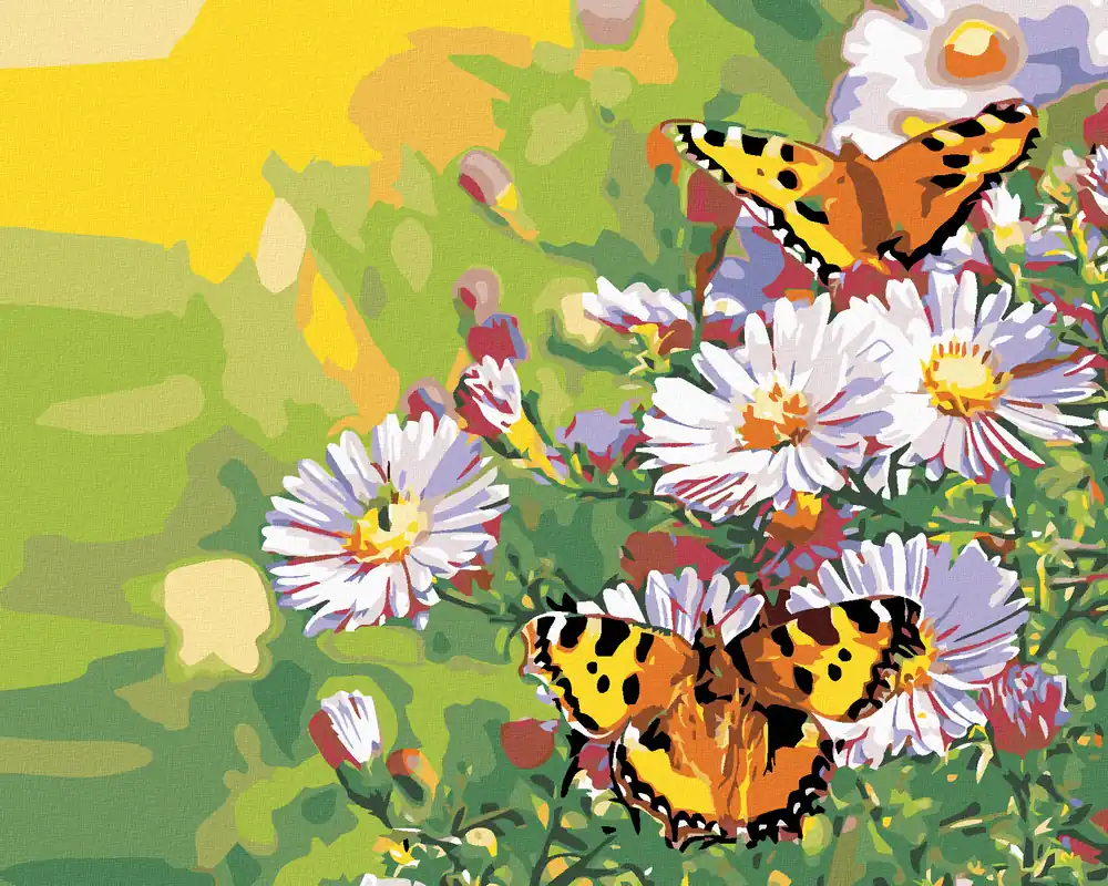 Bestseller Diamond painting – SCHMETTERLINGE AUF MARGERITEN