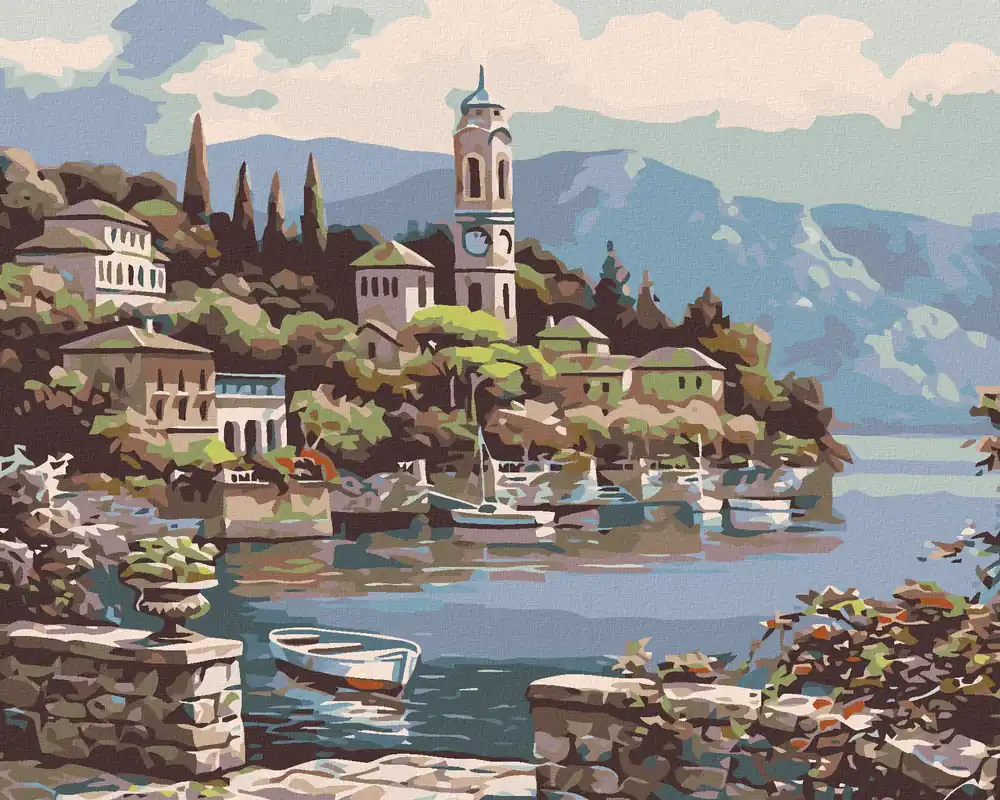 Direkt Vom Hersteller Diamond painting – EINE BUCHT MIT RUDERBOOT