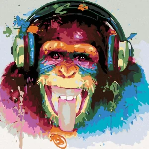 Markenprodukt Diamond painting - AFFE MIT KOPFHÖRERN