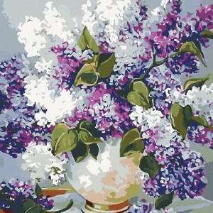 Nur Für Kurze Zeit Diamond painting - FLIEDER IN DER VASE MIT GOLDENEM RAND