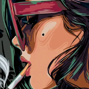 Diamond painting - FRAU MIT ZIGARETTE UND SOMMERSPROSSE Ab Werk