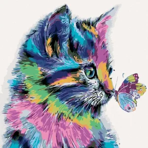 Sonderangebot Diamond painting - KATZE MIT DEM SCHMETTERLING AN DER NASE