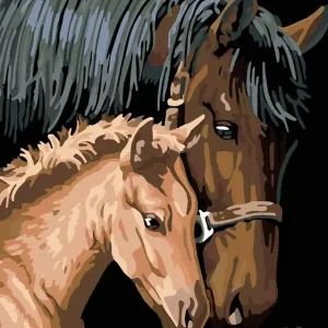 Direkt Vom Hersteller Diamond painting - BRAUNE STUTE MIT FOHLEN