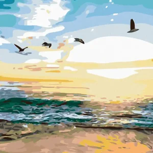 Preisknaller Diamond painting - MÖWEN ÜBER DEM SAND