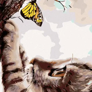 Diamond painting - KATZE UND GELBER SCHMETTERLING Expressversand