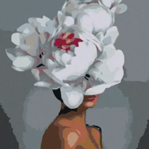 Top-Seller Diamond painting - FRAU MIT WEIßER BLUME